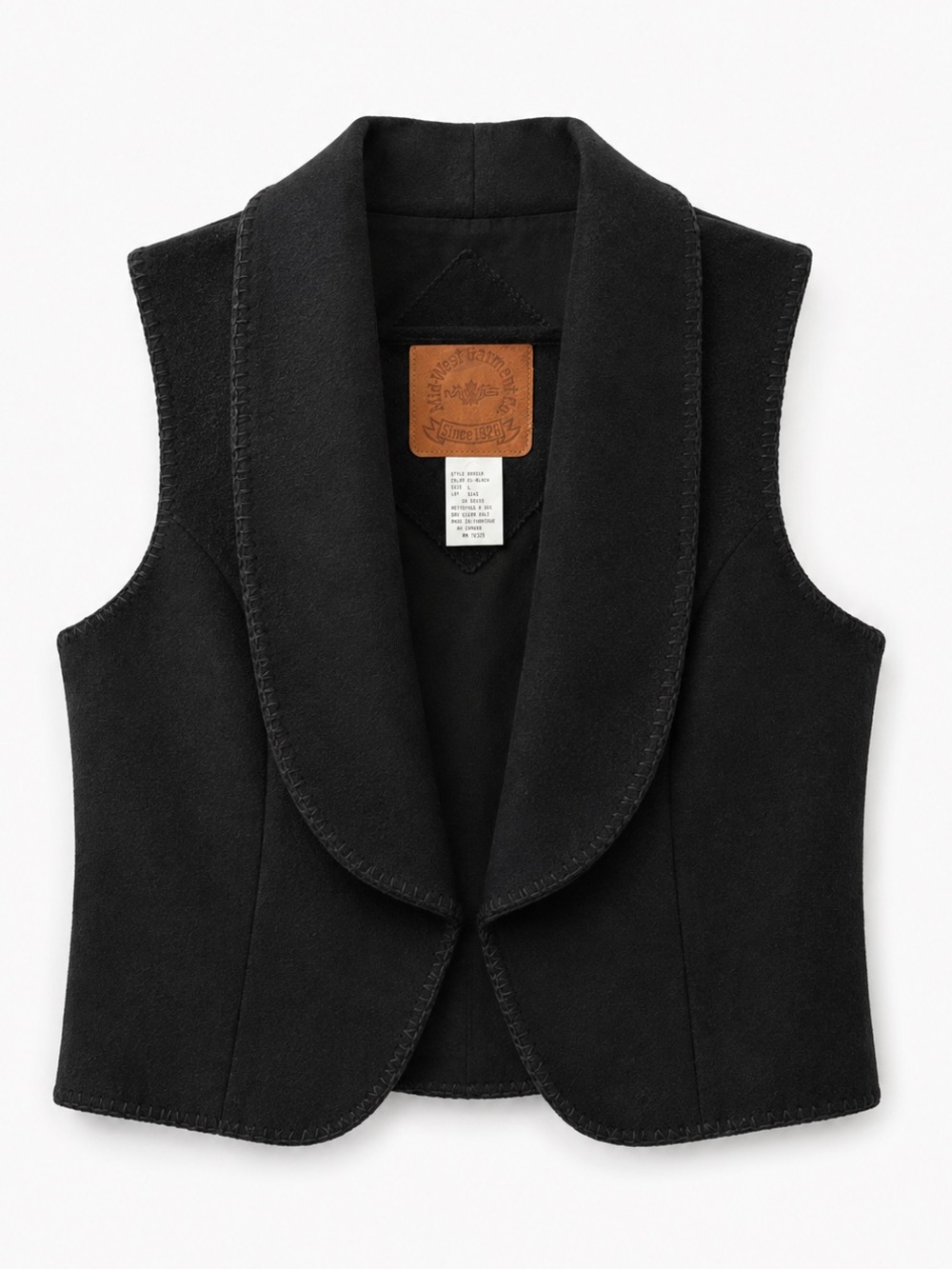 Midwest Garment Company Black Wool vest waistcoat size large